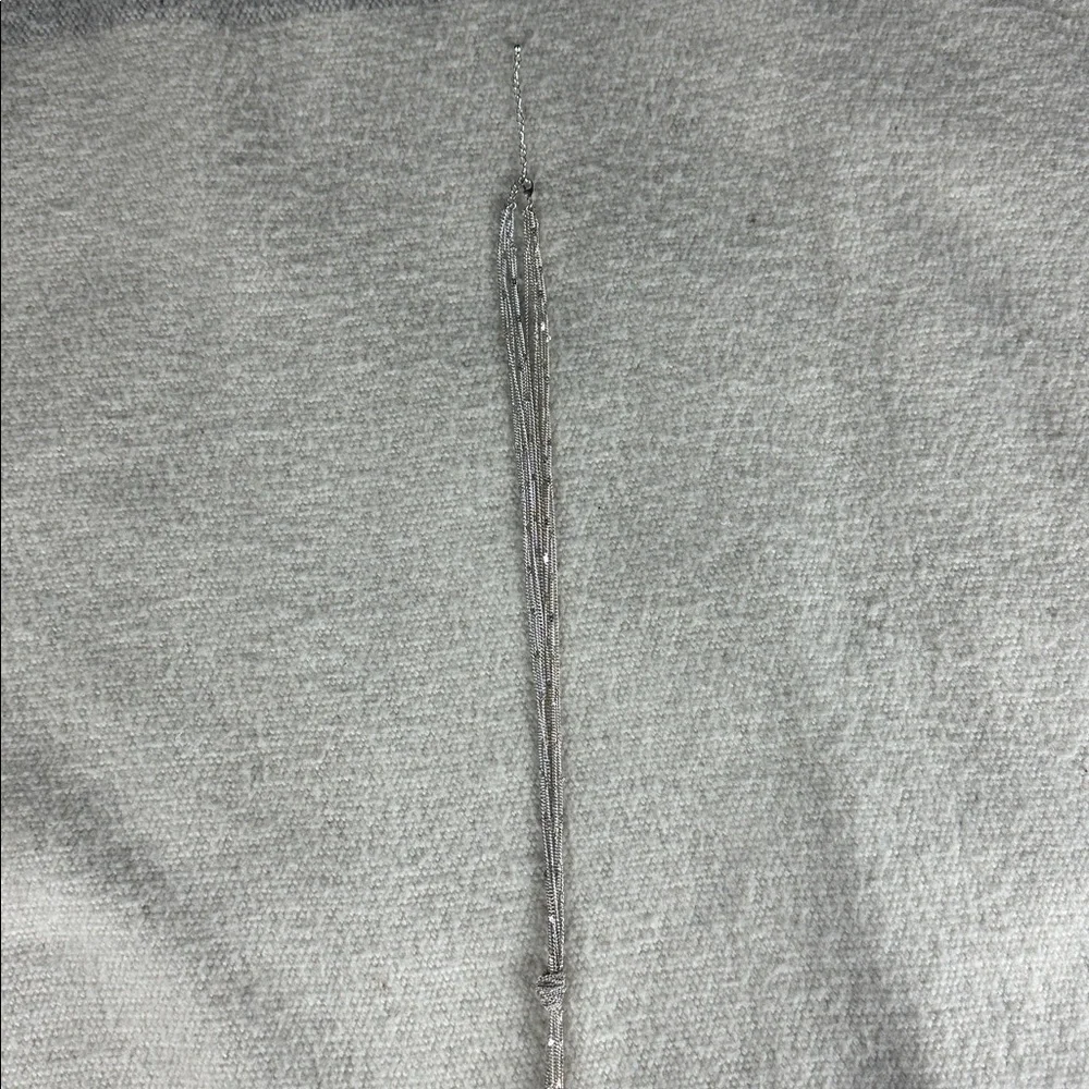 Long Silver Knotted Necklace